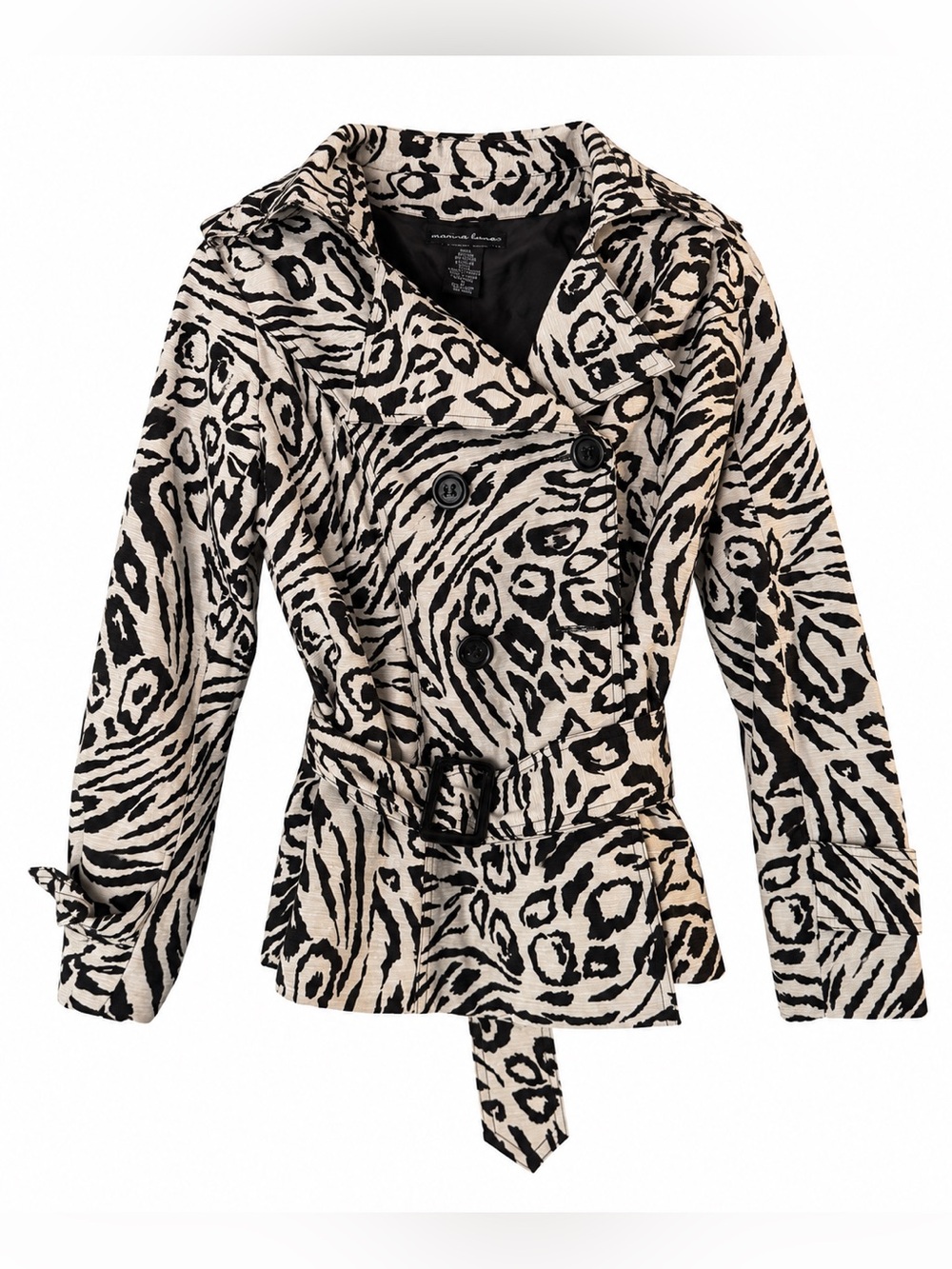Marina Luna Black & White Zebra Print Leopard Print Silk Jacket